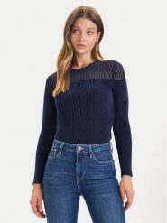 Guess Sweter W5BR62 Z0890 Granatowy Slim Fit. Niebieskie swetry klasyczne damskie Guess, xs, z syntetyku, bez kołnierzyka. Za 299.99 zł.