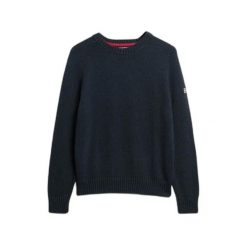 Damski sweter z okrągłym dekoltem Superdry slouchy. Niebieskie swetry klasyczne damskie Superdry., na zimę, z dzianiny, bez kołnierzyka. Za 288.40 zł.