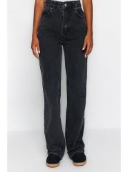 Trendyol Dżinsy - Comfort fit - w kolorze czarnym rozmiar: 44. Czarne jeansy damskie Trendyol, z podwyższonym stanem. Za 78.66 zł.
