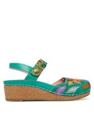 Laura Vita Sandały Facscineo 02 Zielony. Zielone sandały damskie Laura Vita, bez wzorów, ze skóry, bez obcasa, na płaskiej podeszwie. Za 429.99 zł.