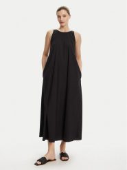 Max Mara Beachwear Sukienka letnia Romea 2516221019 Czarny Relaxed Fit. Czarne sukienki damskie Max Mara Beachwear, na lato, bez wzorów, z bawełny, bez kołnierzyka, bez ramiączek. Za 1,439.00 zł.
