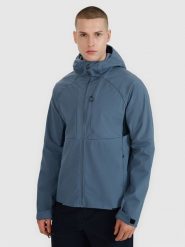 4F Kurtka softshell wiatroodporna membrana 10000 męska - granatowa XL. Niebieskie kurtki męskie 4f, l, bez wzorów, z dzianiny, z kapturem. W wyprzedaży za 199.99 zł.