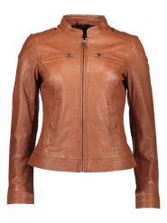 Bugatti Skórzana kurtka w kolorze jasnobrązowym rozmiar: 42. Brązowe kurtki damskie Bugatti, bez wzorów, ze skóry, bez kaptura. Za 717.99 zł.