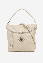 Beżowa Torebka Pikowana Shopper z Paskiem Lanelea. Brązowe shopper bag damskie Born2be, bez wzorów, pikowane, bez dodatków. Za 84.99 zł.