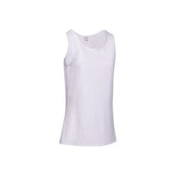 Top Gym & Pilates 100 damski. Białe topy sportowe damskie DOMYOS, xl, bez wzorów, z bawełny, bez ramiączek. Za 14.99 zł.