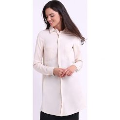 Koszula w kolorze beżowym. Brązowe koszule damskie Jesienny butik, xs, bez wzorów, bez kołnierzyka, bez ramiączek. W wyprzedaży za 129.95 zł.