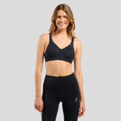 Biustonosz sportowy Odlo Sport bra EVERYDAY HIGH. Czarne biustonosze sportowe damskie Odlo, bez wzorów, z dzianiny. Za 322.49 zł.