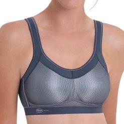 Stanik do biegania Momentum z wysoki poziomem podtrzymywania. Szare biustonosze ANITA ACTIVE, bez wzorów, z elastanu. Za 363.00 zł.