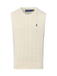 Polo Ralph Lauren Męski sweter z dzianiny Mężczyźni Bawełna biały jednolity, M. Białe swetry męskie Polo Ralph Lauren, m, bez wzorów, z bawełny, bez kołnierzyka. Za 599.95 zł.