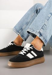 Czarne Sneakersy Kultowe Tenisówki z Ozdobnymi Paskami Tenavellea. Czarne trampki i tenisówki damskie Renee, bez wzorów, z jeansu. Za 74.99 zł.