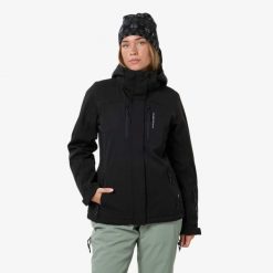 Kurtka Narciarska Narciarstwo Kobieta Cervinia Wodoodporny. Czarne kurtki damskie SWEDEMOUNT, m, bez wzorów, z elastanu, bez kaptura, na golfa. Za 389.99 zł.