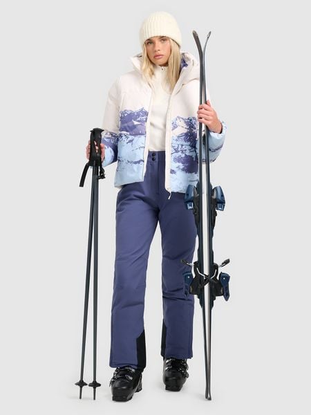 4F Spodnie narciarskie membrana 5000 damskie - granatowe XXL. Niebieskie spodnie materiałowe damskie 4f, bez wzorów, z podwyższonym stanem. Za 299.99 zł.