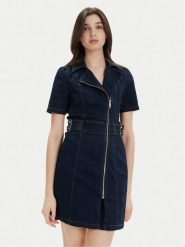 Morgan Sukienka jeansowa 231-RZOE Granatowy Slim Fit. Niebieskie sukienki damskie Morgan, bez wzorów, z bawełny, bez kołnierzyka, bez ramiączek. Za 479.99 zł.