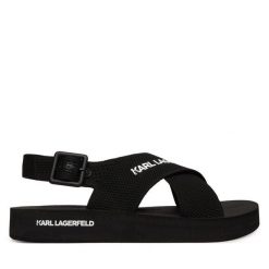 Sandały KARL LAGERFELD. Czarne sandały męskie Karl Lagerfeld, bez zapięcia. Za 589.99 zł.