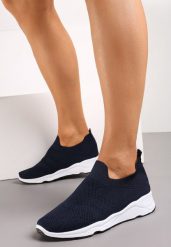 Granatowe Buty Sportowe na Płaskiej Podeszwie z Elastyczną Cholewką Urselith. Niebieskie buty sportowe na co dzień damskie Renee, bez wzorów. Za 49.99 zł.