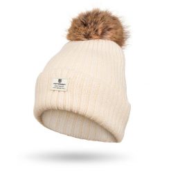 Czapka beżowa Peterson PTN HAT-08. Brązowe czapki zimowe damskie Peterson, z dzianiny. Za 44.00 zł.