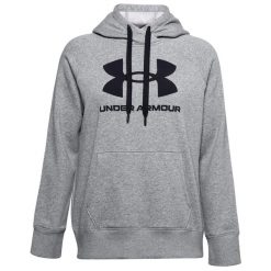 Bluza dresowa sportowa damska Under Armour Rival Fleece Logo Hoodie. Szare bluzy bez kaptura damskie Under Armour, xs, z bawełny. Za 159.99 zł.