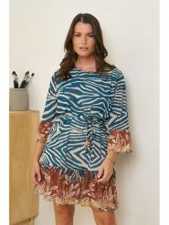 Curvy Lady Sukienka w kolorze niebieskim rozmiar: 40/42. Niebieskie sukienki damskie Curvy Lady, na co dzień, bez wzorów, z tkaniny, klasyczne, bez kołnierzyka, bez ramiączek, mini, proste. Za 78.84 zł.