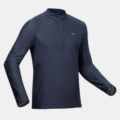 Koszulka turystyczna męska z długim rękawem Quechua MH500. Niebieskie koszulki męskie z długim rękawem QUECHUA, l, z elastanu. Za 49.99 zł.