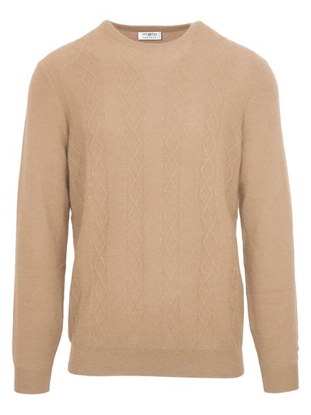 Malo Optimum Kaszmirowy sweter w kolorze beżowym rozmiar: XL. Brązowe swetry męskie Malo Optimum, xl, bez wzorów, z kaszmiru, bez kołnierzyka. Za 522.14 zł.