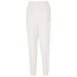 Damskie ESS+ Haftowane Spodnie Do Biegania Z Wysoką Talią. Białe spodnie dresowe damskie Puma, m, bez wzorów. Za 274.99 zł.