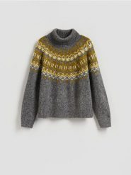 Sweter z domieszką wełny - wielobarwny. Swetry klasyczne damskie Reserved, l, z dzianiny, bez kołnierzyka. Za 139.99 zł.