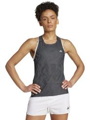 Adidas Top "Ultimate" w kolorze antracytowym do biegania rozmiar: L. Czarne topy damskie Adidas, l, bez wzorów, bez kołnierzyka. Za 83.42 zł.