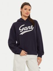 Gant Bluza 4200489 Granatowy Loose Fit. Niebieskie bluzy bez kaptura damskie Gant, xs, z bawełny. Za 349.99 zł.
