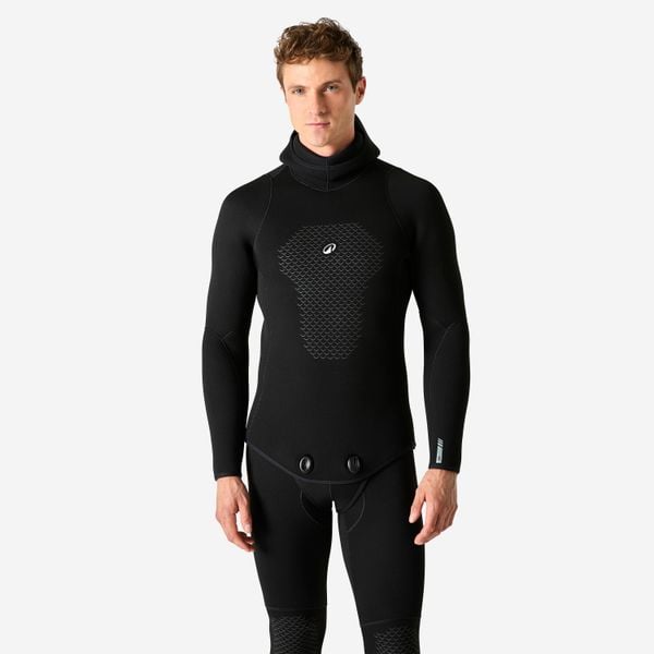Kurtka do łowiectwa podw./freedivingu męska Decathlon SPF500 neopren Ocena 5 mm. Brązowe kurtki męskie Decathlon, m, bez wzorów, z kauczuku, z kapturem. Za 489.99 zł.