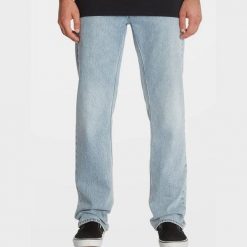 Spodnie Volcom Solver Denim Niebieskie. Niebieskie spodnie materiałowe męskie Volcom, bez wzorów, z denimu, sportowe. Za 338.36 zł.