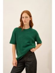 Just Cashmere Kaszmirowa koszulka "Carla" w kolorze zielonym rozmiar: L. Zielone bluzki damskie Just Cashmere, l, bez wzorów, z kaszmiru, bez kołnierzyka, bez ramiączek. Za 543.90 zł.