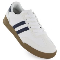 Półbuty sportowe damskie sneakersy białe 0724-6. Białe półbuty damskie marka niezdefiniowana, bez wzorów, ze skóry ekologicznej, sportowe, bez obcasa. Za 89.99 zł.