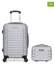 BlueStar 2-częściowy zestaw "Lima" w kolorze srebrnym rozmiar: onesize. Szare walizki Bluestar, bez wzorów, z materiału. Za 217.99 zł.