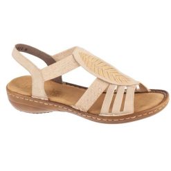 Sandały Rieker Sandals 608C0-62 beżowy. Brązowe sandały damskie bez wzorów, z gumy, bez obcasa. W wyprzedaży za 358.71 zł.