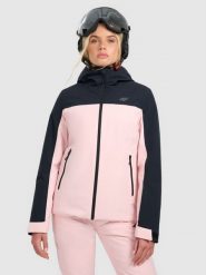 4F Kurtka narciarska membrana 5000 damska - różowa XL. Czerwone kurtki damskie 4f, xl, bez wzorów, z materiału, bez kaptura, narciarskie. Za 399.99 zł.