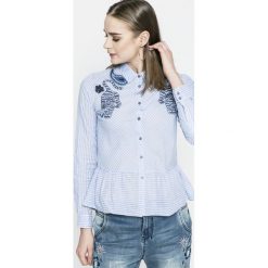 Desigual - Koszula Atlanta. Niebieskie koszule damskie Desigual, l, bez wzorów, z bawełny, casualowe, bez kołnierzyka, bez ramiączek. W wyprzedaży za 139.90 zł.
