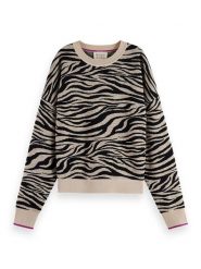 Scotch & Soda Sweter w kolorze beżowo-czarnym rozmiar: XS. Brązowe swetry klasyczne damskie Scotch & Soda, xs, z bawełny, bez kołnierzyka. Za 158.10 zł.