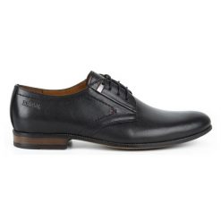 Kampol Buty męskie wizytowe 331KAM czarne. Czarne buty wizytowe męskie z jeansu, bez zapięcia. Za 392.97 zł.
