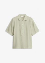 Bluzka w stylu tuniki, lekko prześwitująca. Zielone bluzki damskie bonprix, bez wzorów, bez kołnierzyka, bez ramiączek. Za 37.99 zł.