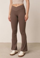 Brązowe Legginsy o Fasonie Dzwonów z Wysokim Stanem Jaenlenne. Brązowe legginsy damskie Born2be, l, bez wzorów, z jeansu. Za 79.99 zł.