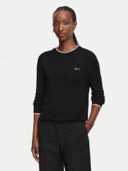 KARL LAGERFELD Sweter B3W18037 Czarny Regular Fit. Czarne swetry klasyczne damskie Karl Lagerfeld, xl, z wełny, bez kołnierzyka. Za 729.99 zł.