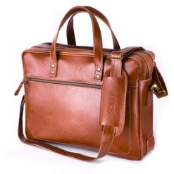 Skórzana męska torba na laptopa SOLIER brązowa. Brązowe torby na laptopa męskie ze skóry. Za 578.99 zł.