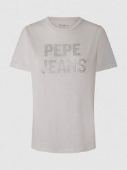 Pepe Jeans Koszulka w kolorze białym rozmiar: M. Białe bluzki damskie Pepe Jeans, m, bez wzorów, z jeansu, bez kołnierzyka, bez ramiączek. Za 56.79 zł.