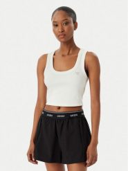 Guess Top V6GP07 K2987 Biały Slim Fit. Białe topy damskie Guess, m, z aplikacjami, z wiskozy, bez ramiączek. Za 154.99 zł.