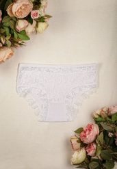 Białe Prążkowane Majtki Figi z Ażurową Koronką Liseta. Białe figi damskie Renee, l, w ażurowe wzory, z jeansu. Za 3.99 zł.