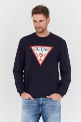 GUESS Granatowa bluza Audley. Niebieskie bluzy bez kaptura męskie Guess, l. W wyprzedaży za 189.99 zł.