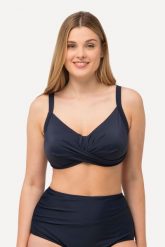 Damska Góra bikini drapowanie miękkie miseczki regulowane ramiączka. Niebieskie bikini damskie Ulla Popken, bez wzorów, plus size. Za 111.99 zł.