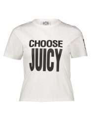 Juicy Couture Koszulka w kolorze białym rozmiar: M. Białe bluzki damskie Juicy Couture, m, bez wzorów, z bawełny, bez kołnierzyka, bez ramiączek. Za 118.56 zł.