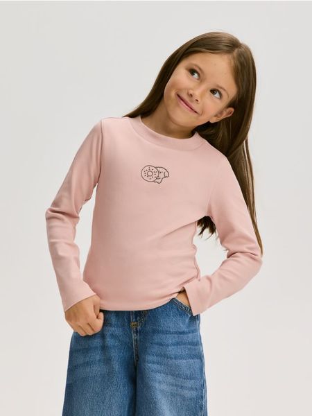 Koszulka z nadrukiem - różowy. Czerwone koszulki dziewczęce Reserved, bez wzorów, z bawełny, bez ramiączek. Za 29.99 zł.