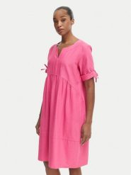Iconique Sukienka letnia Jade IC26-077 Różowy ciemny Relaxed Fit. Czerwone sukienki damskie Iconique, na lato, s, bez wzorów, z bawełny, bez kołnierzyka, bez ramiączek. Za 529.99 zł.